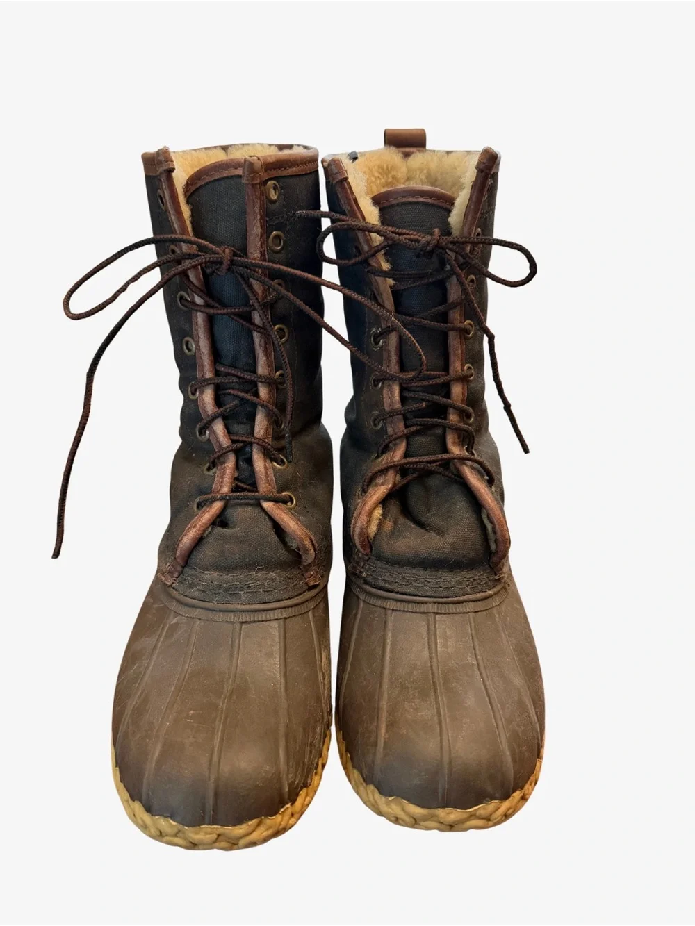 L.L. Bean Women's Brown and Tan Insulated Lace-Up Winter Boots